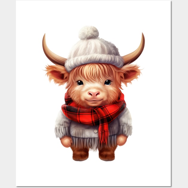 Christmas Baby Highland Cow #3 Wall Art by Chromatic Fusion Studio